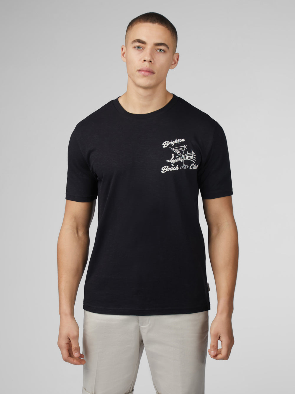 T-Shirt Ben Sherman Signature Brighton Beach Club Noir | DAB-65772901